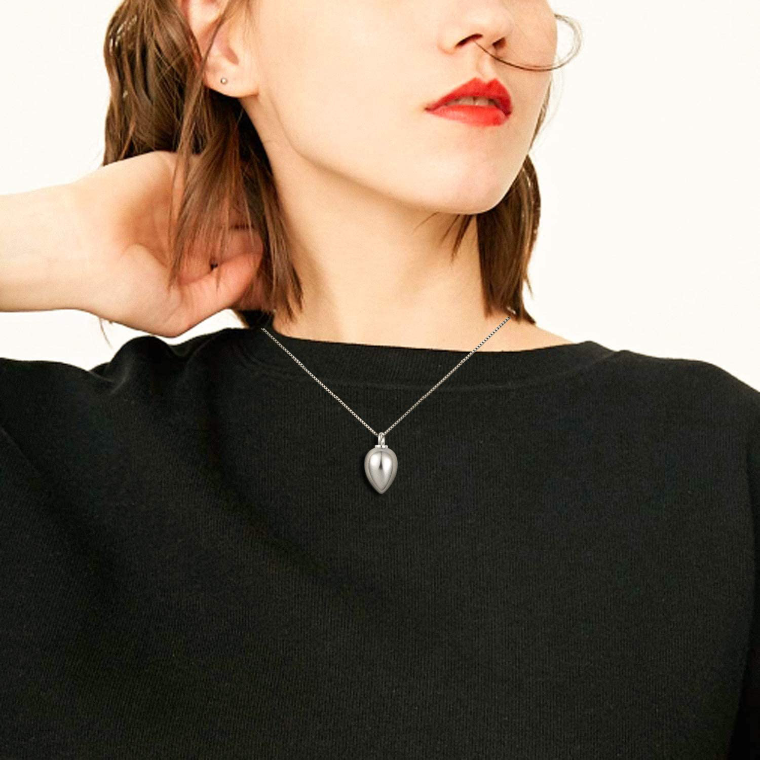 Sterling Silver Ashes Keepsake Urn Necklace Always inMy Heart Cremation Memorial
