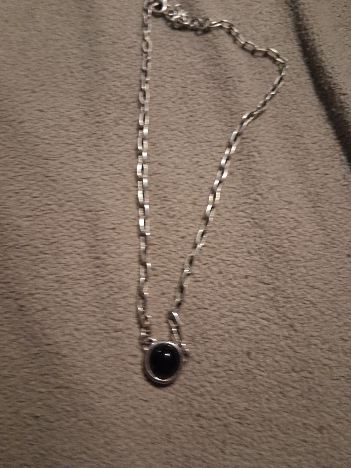 Necklace Sliver Colored with Black Oyox Stone