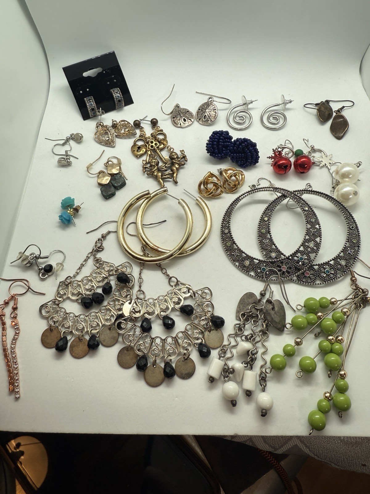 20 Pairs of Post Or Tangly Earrings for Pierced Ears /gold /silver Tones