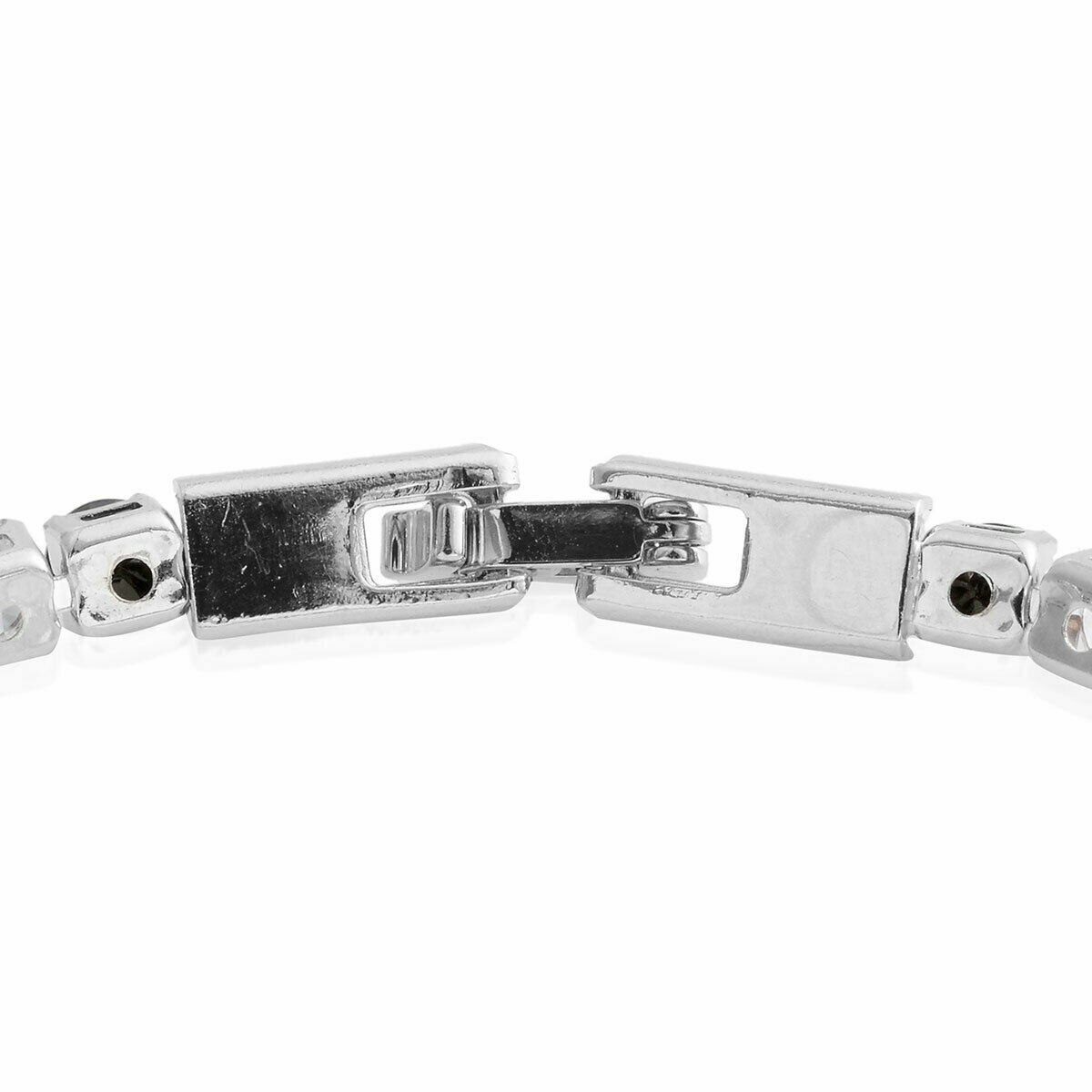 18k White Gold Plated Black White Cubic Zirconia CZ Fashion Tennis Bracelet 8″