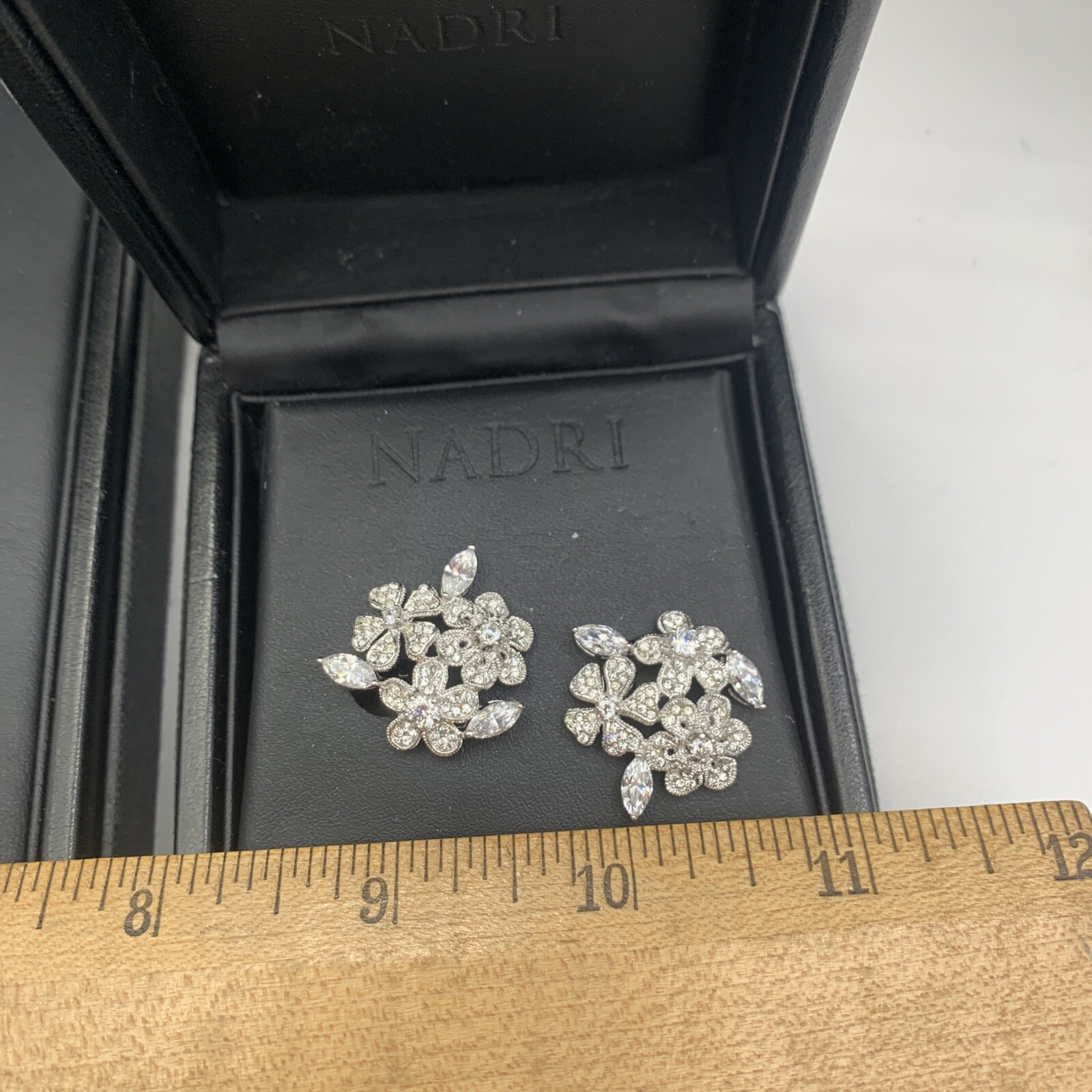 Nadri Pave Crystal ENGLISH GARDEN FLORAL Necklace & Floral Cluster Clip Earrings