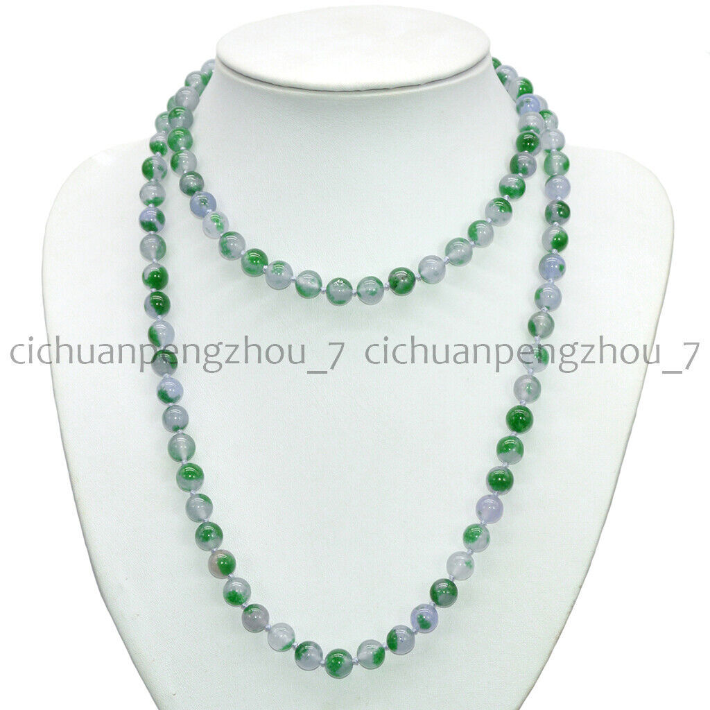 Green Lavender Multicolor Jade 8mm Round Gemstone Beads Necklace 14-100”