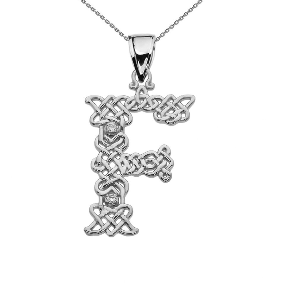 Sterling Silver Letter A-Z Initial Celtic Knot CZ Pendant Necklace