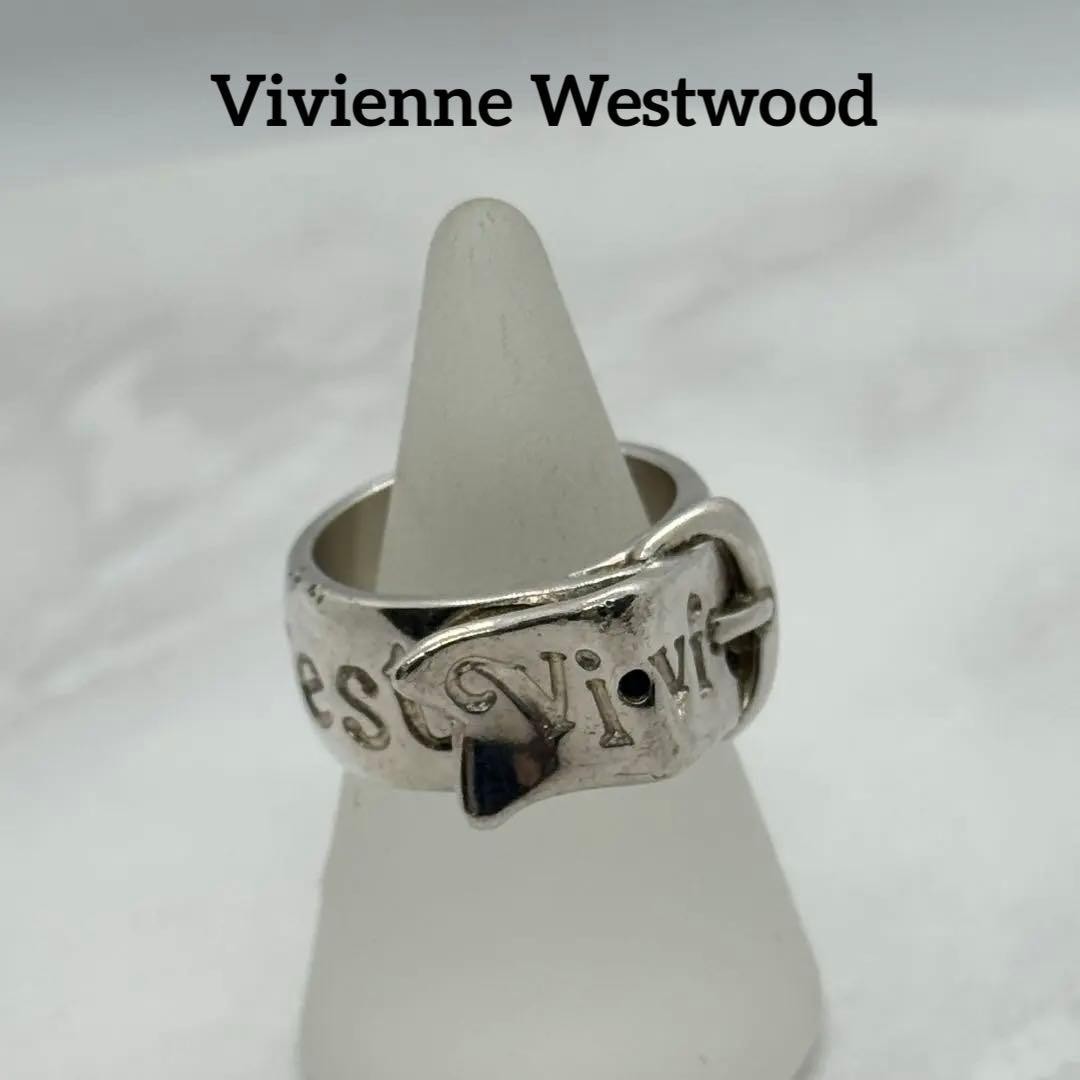 Vivienne Westwood BELT ring, rare, Early, perforated, silver, M, Made in Italy