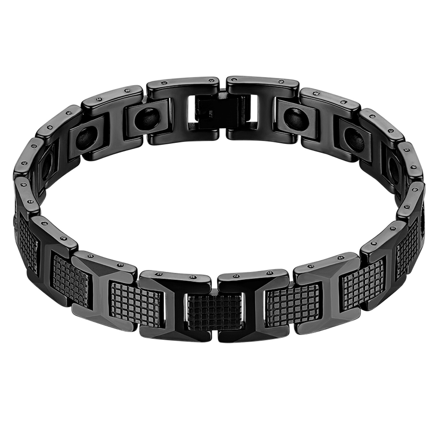 Mens Luxury Black Tungsten Carbide Bracelet Magnetic Stone Link Wrist 8.2″