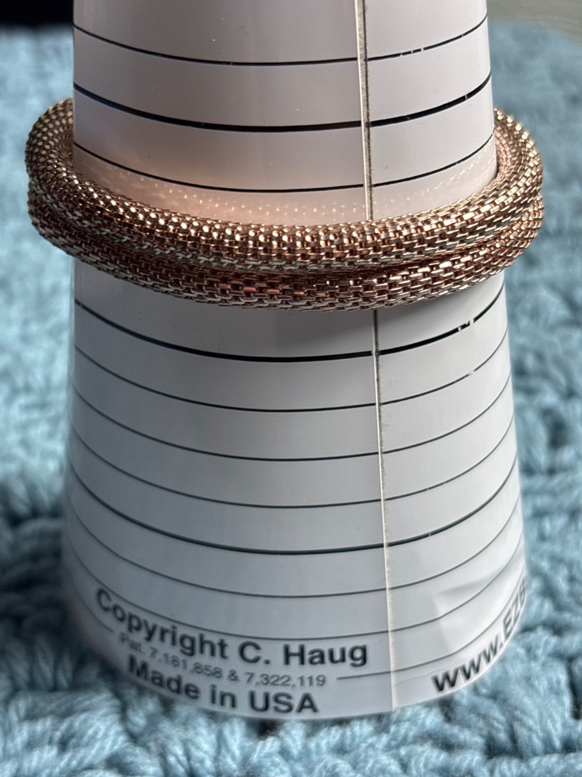 2 Goldtone Mesh Metal Stretchy Bracelet 6.5 inches Unstretched