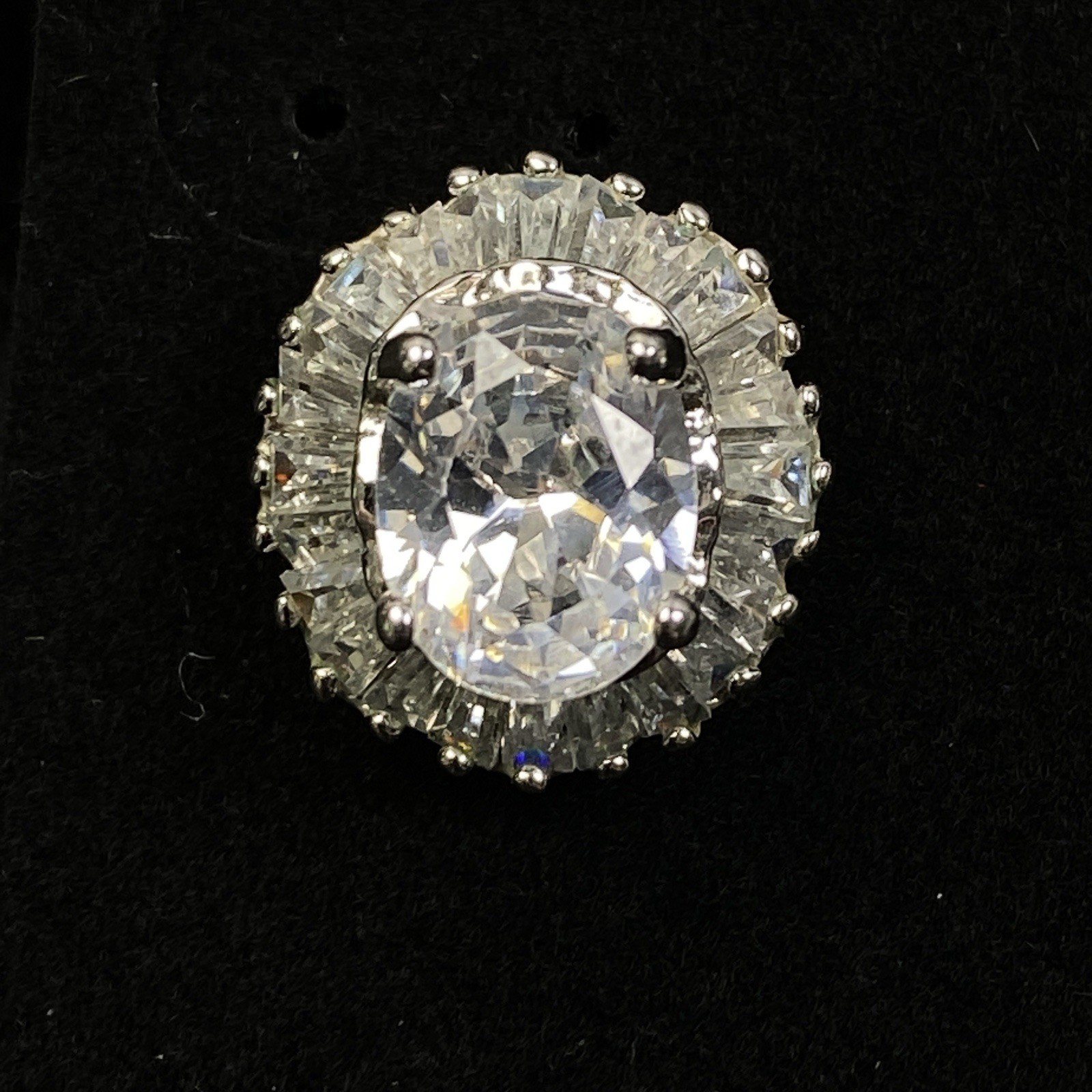 Nolan Miller Glamour Collection Post Earrings Crystal Silvertone 1/2″ x 5/8″