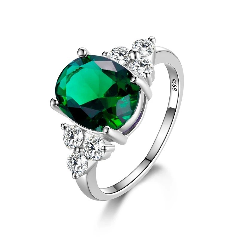 Sterling 925 Silver Women Ring Oval Zircon Engagement , Anniversary, Gift
