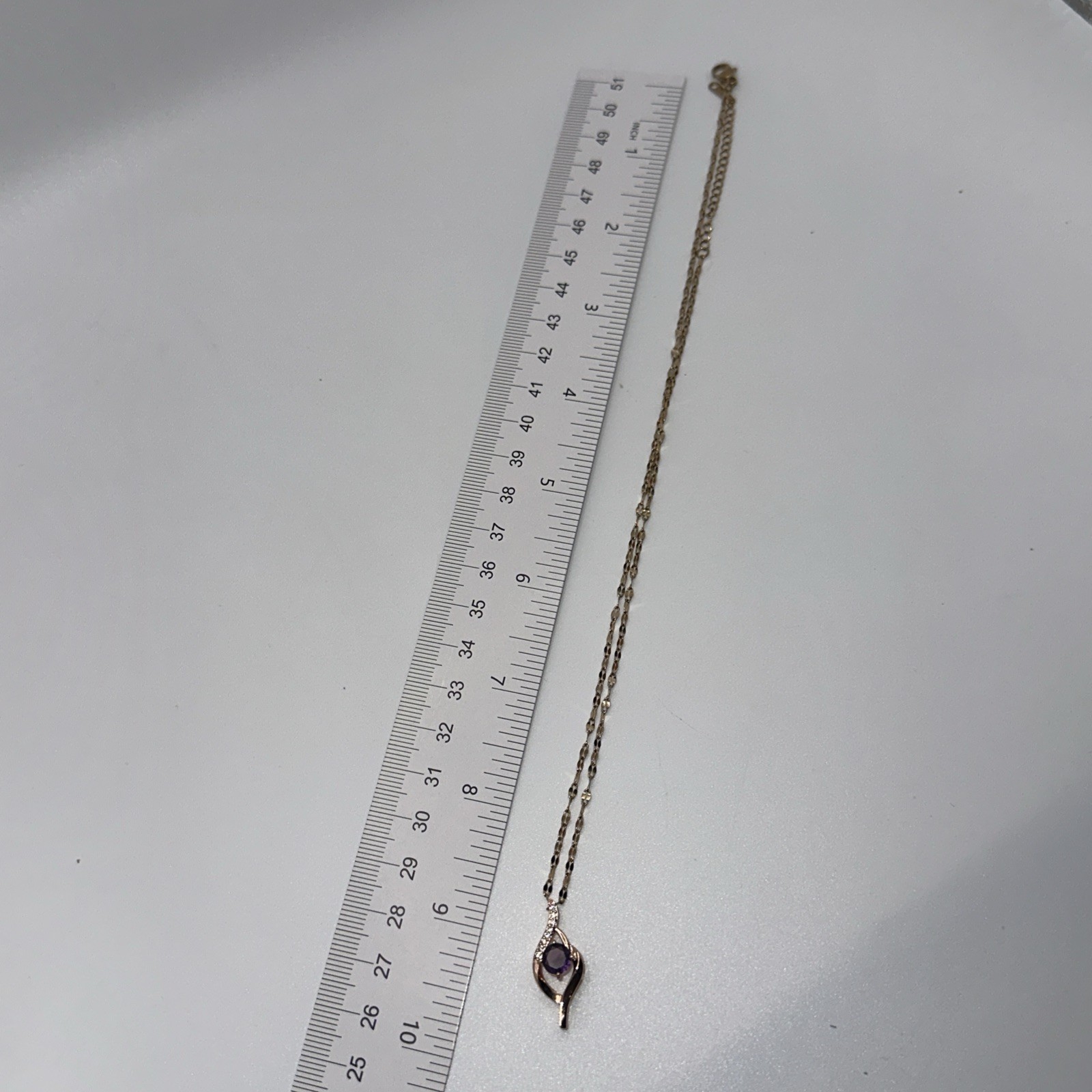 Stainless Steel Purple Gem Stone Necklace