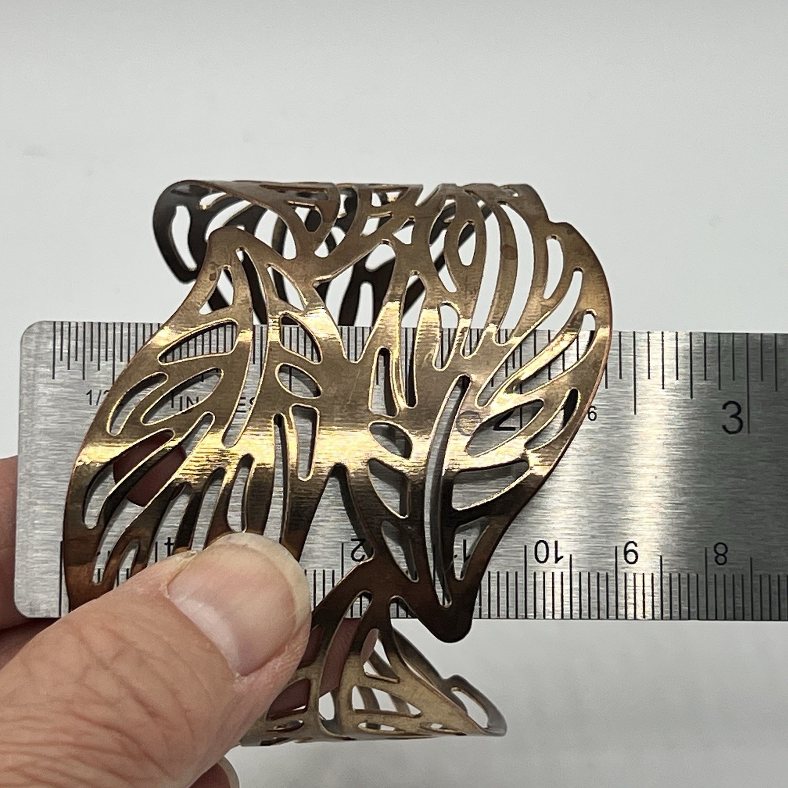 Wide Cuff Bracelet Lot Gold Tone Mesh Copper Openwork Statement Trio Bold Chunky