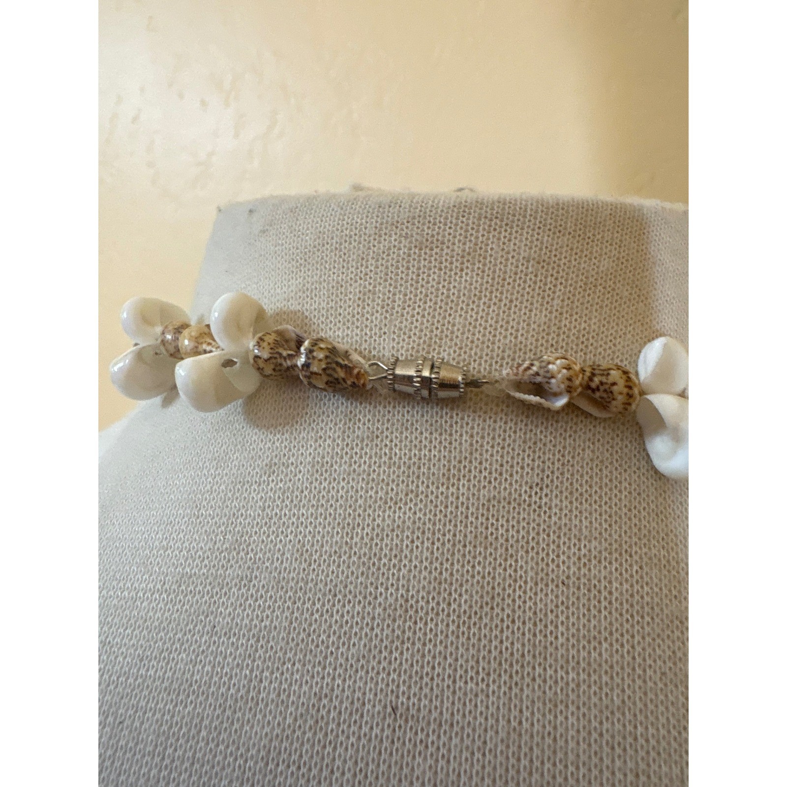 Vintage Natural Sea Shell Tassel Necklace White Brown Puka Boho Coastal