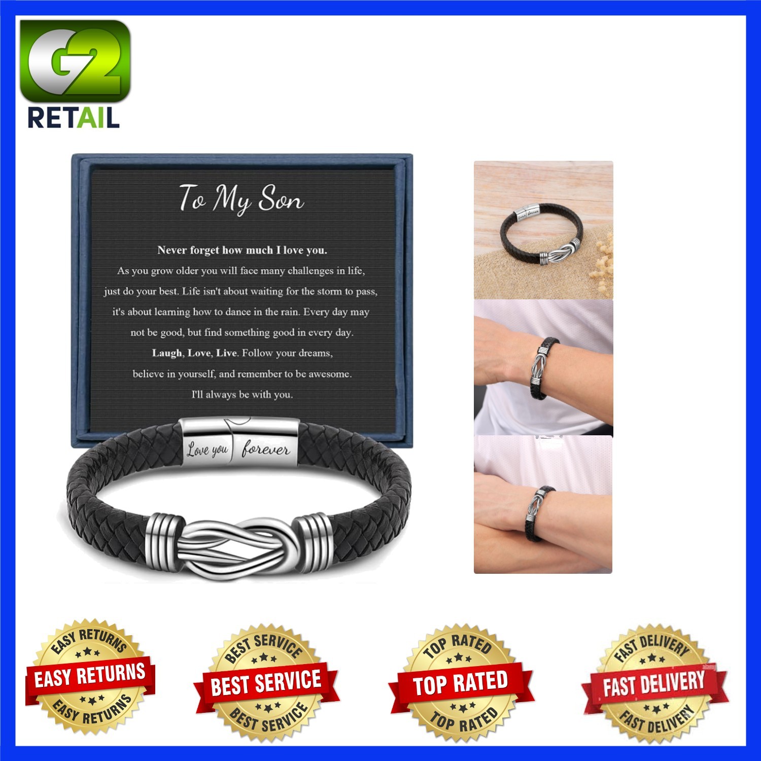 To My Son Gift for Son Bracelet Love from Mom, Dad Forever Birthday, Graduation