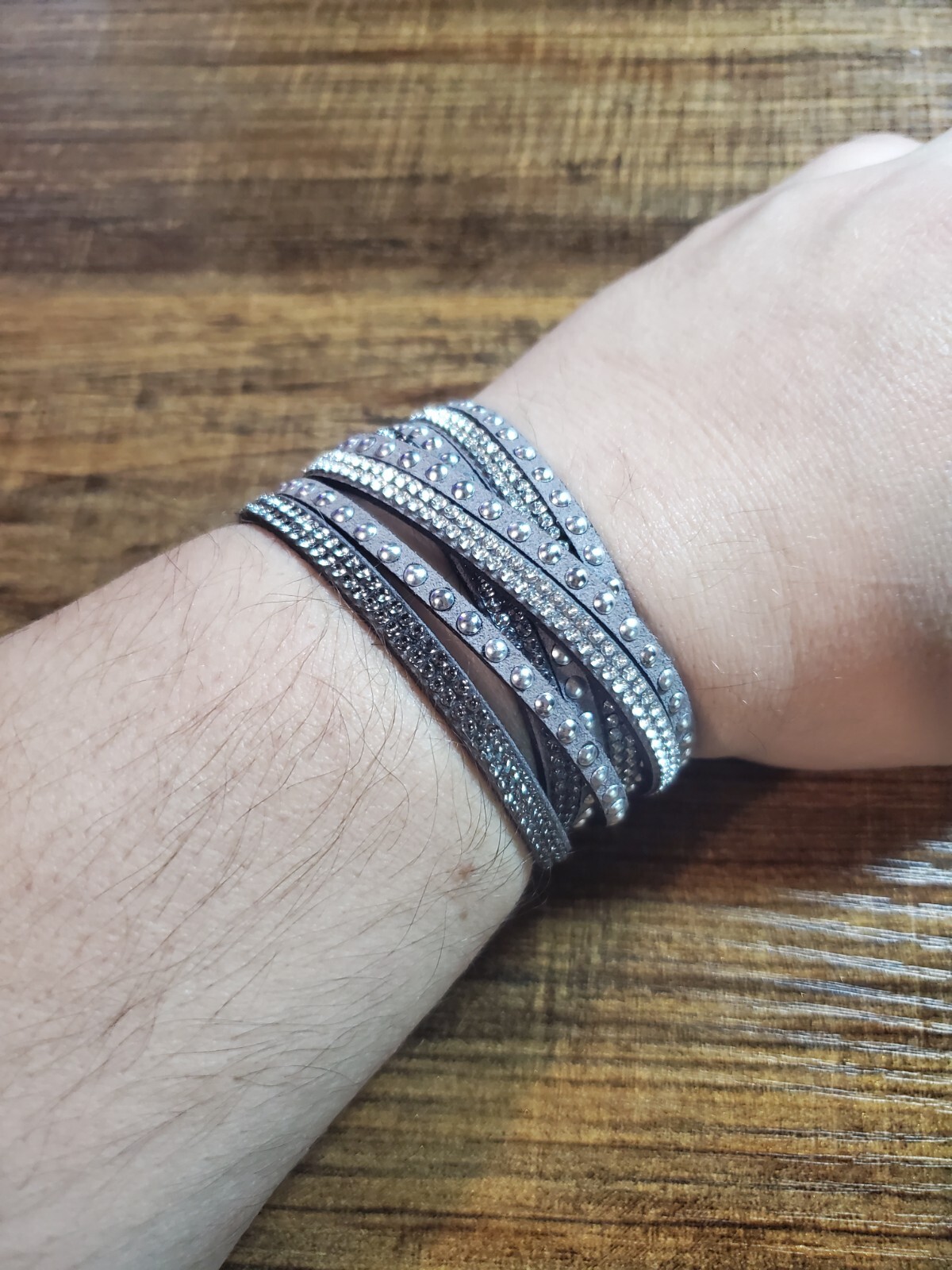 Double Wrap Bracelets Crystal Rhinestone Silver Tone Studs Multiple Colors!