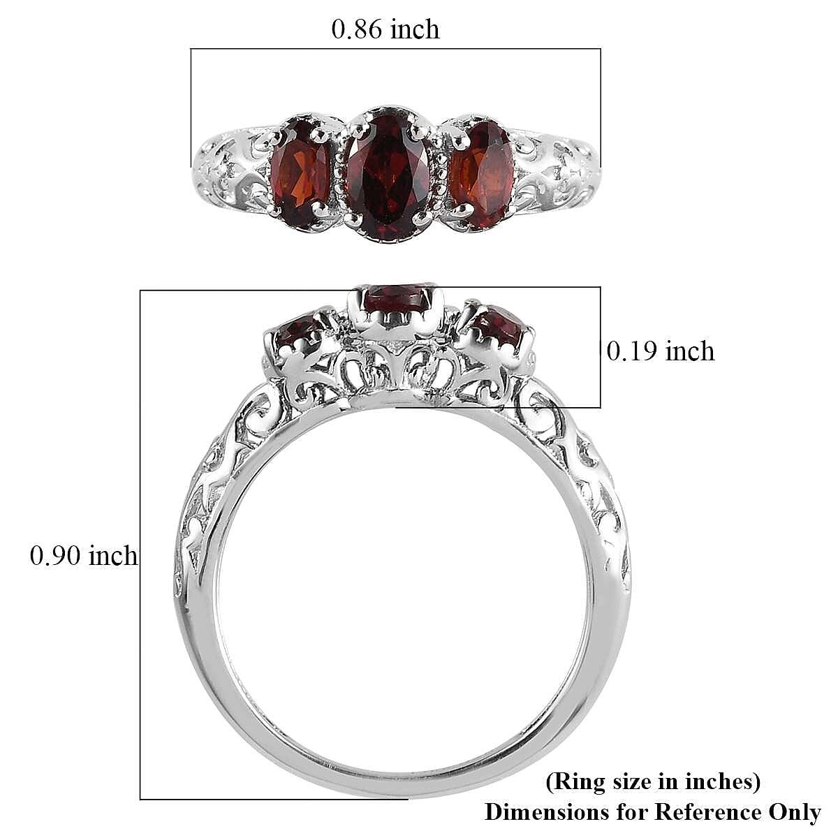 925 Sterling Silver Platinum Plated Citrine 3 Stone Ring Jewelry Size 7 Ct 0.9
