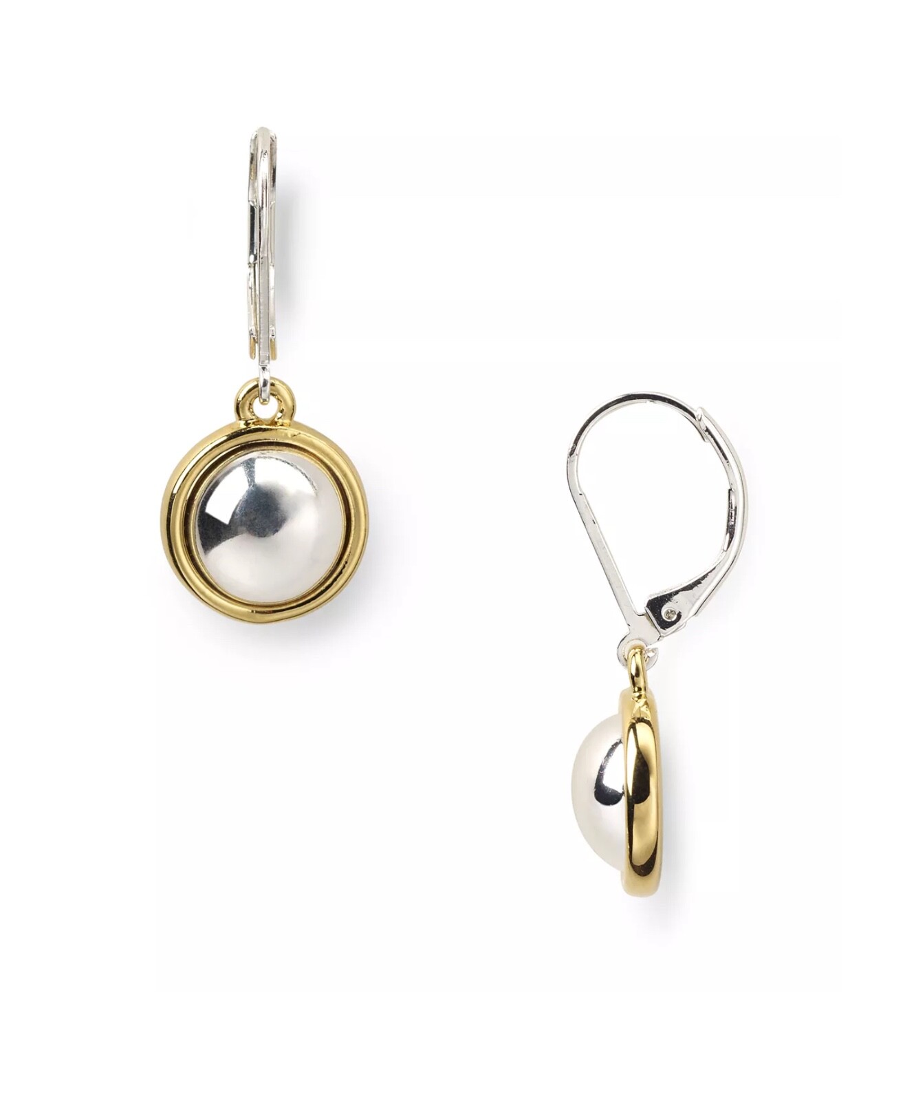 Lauren Ralph Lauren Two Tone Button Drop Earrings
