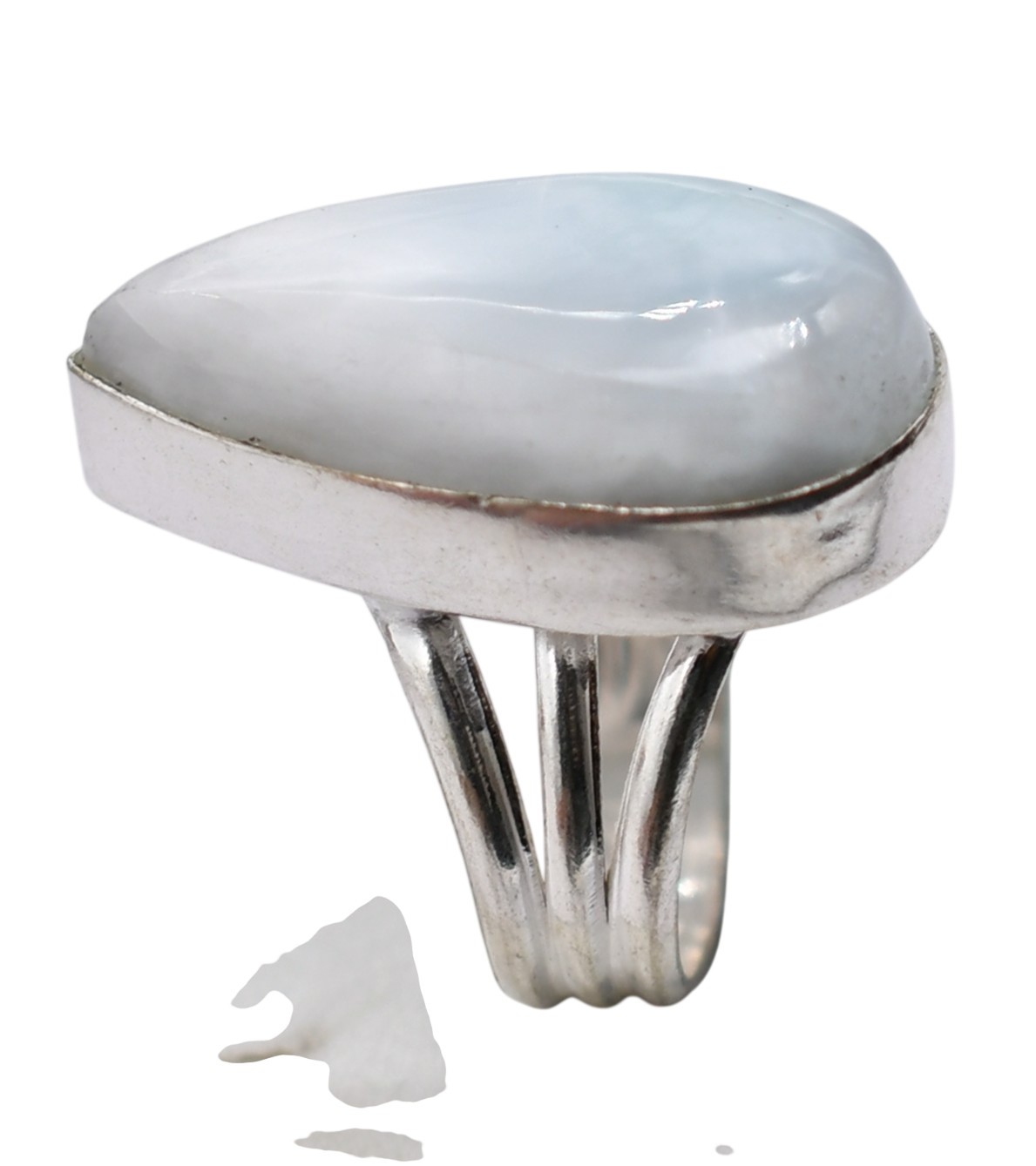 Larimar Natural Gemstone Antique Silver Plated Ring US Size-6.5 A 791