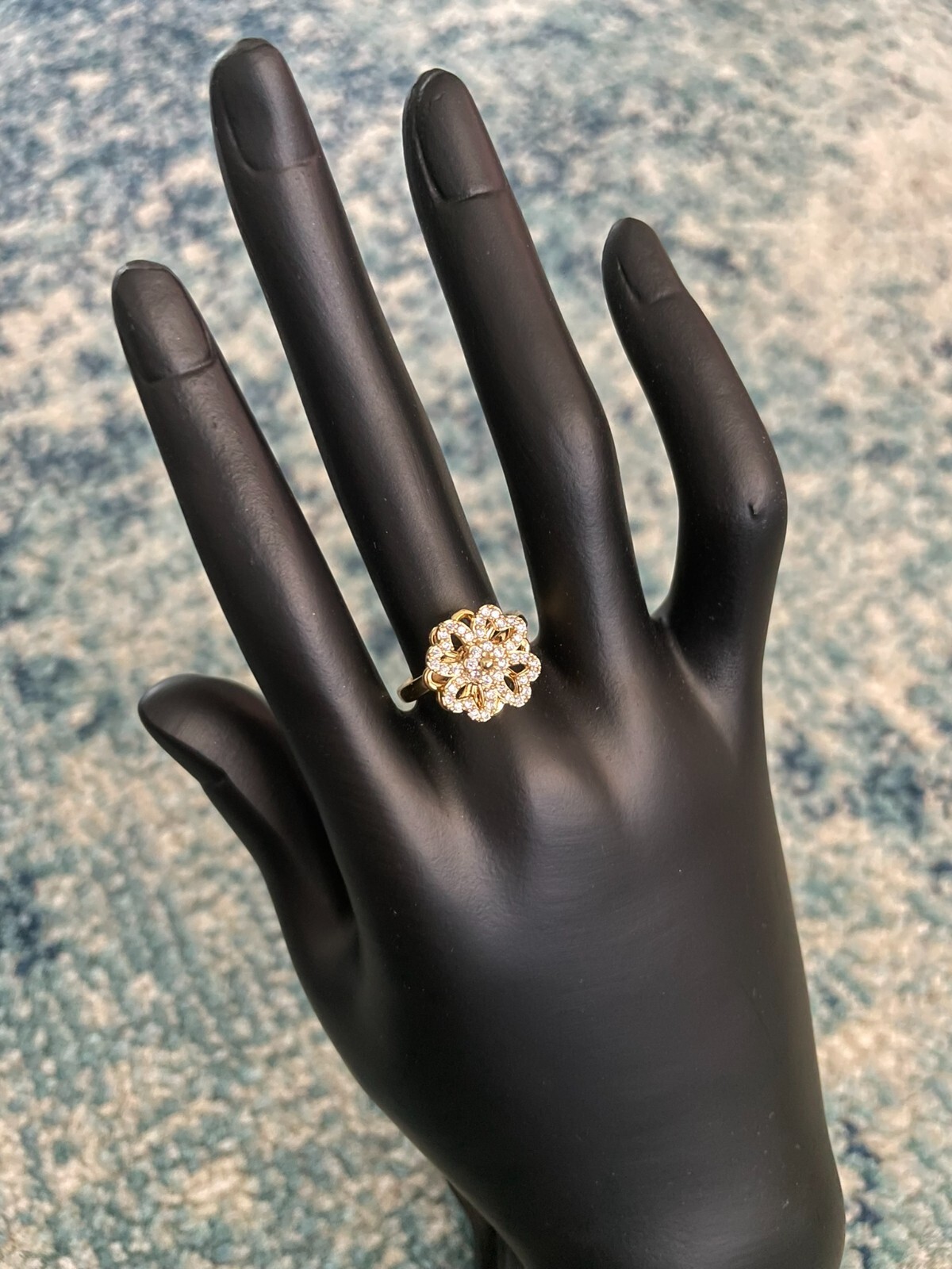 Four Leaf Clover Adjustable Opening Fidget Ring Anxiety Crystal *Spinning Ring*