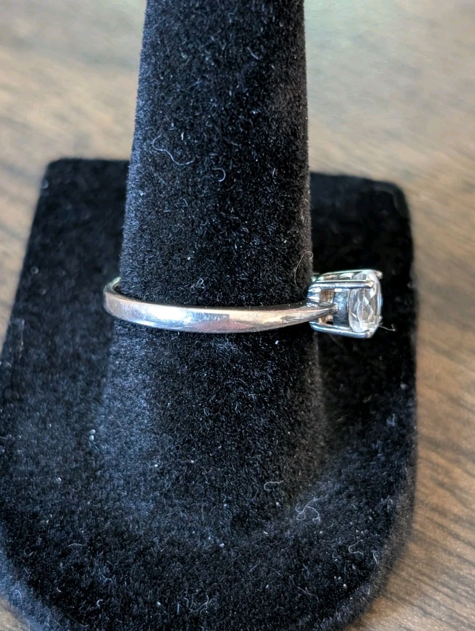 Sterling Silver CZ Solitaire Ring, Size 7.75, 1.7 Grams, Pre-owned