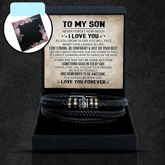 To My Son Gift for Son Bracelet Love from Mom, Dad Forever Birthday, Graduation