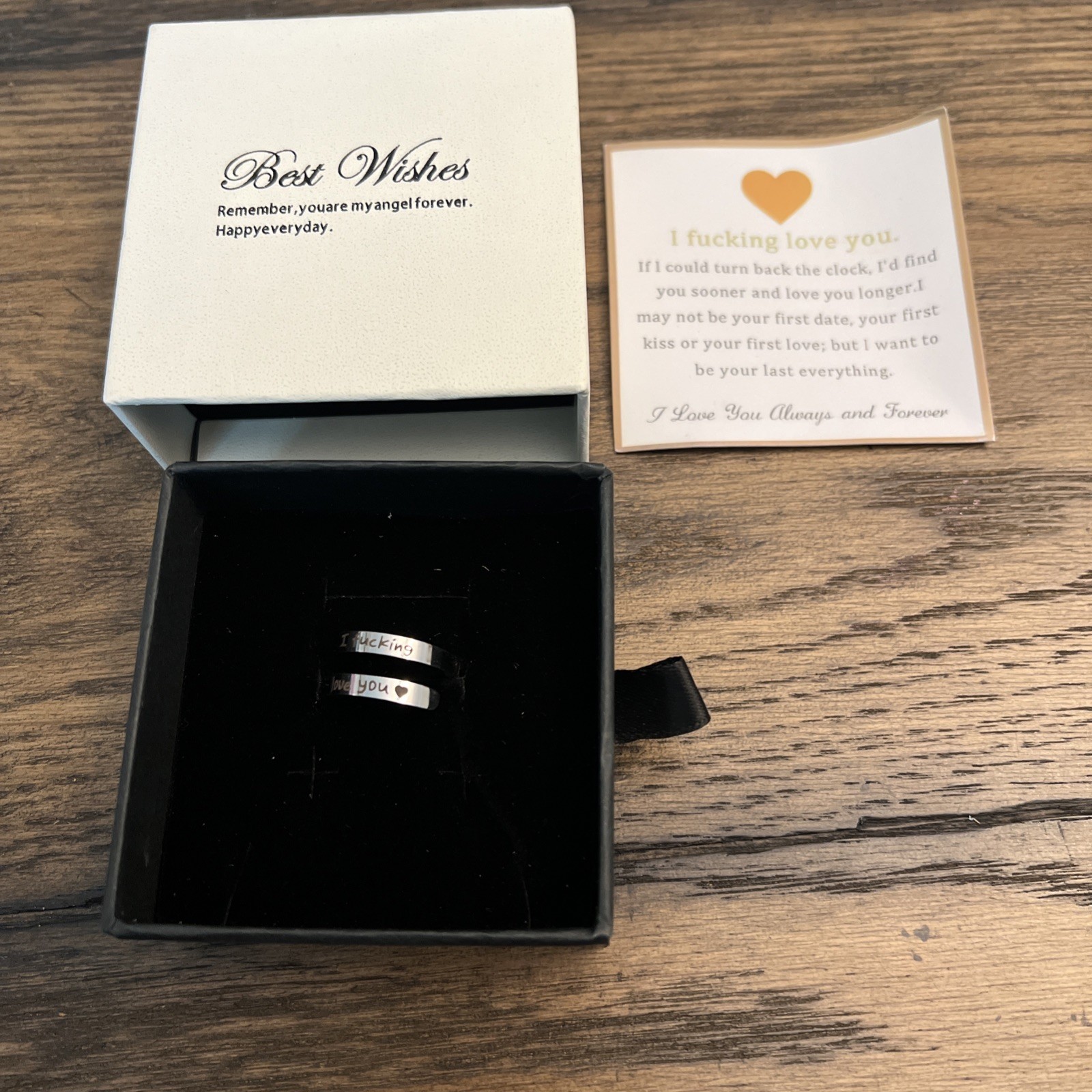 I F♡Cking Love You Ring for Women, Hope Rings Adjustable Stainless Steel Silver