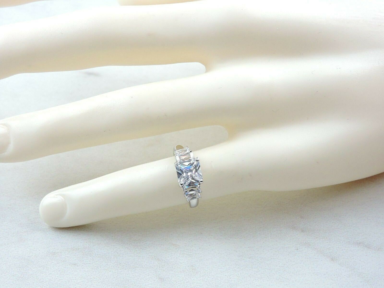 Sterling Silver 4.25 cttw Princess And Radiant Cut Cubic Zirconia 5 Stone Ring