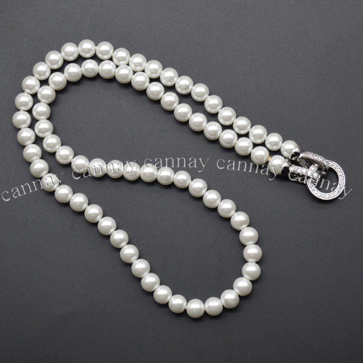 2Rows 6mm 8mm South Sea White Shell Pearl Faux Pearl Round Beads Necklace 18-20″