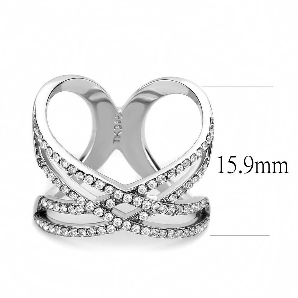 DA255 – High polished (no plating) Stainless Steel Ring with AAA Grade CZ in