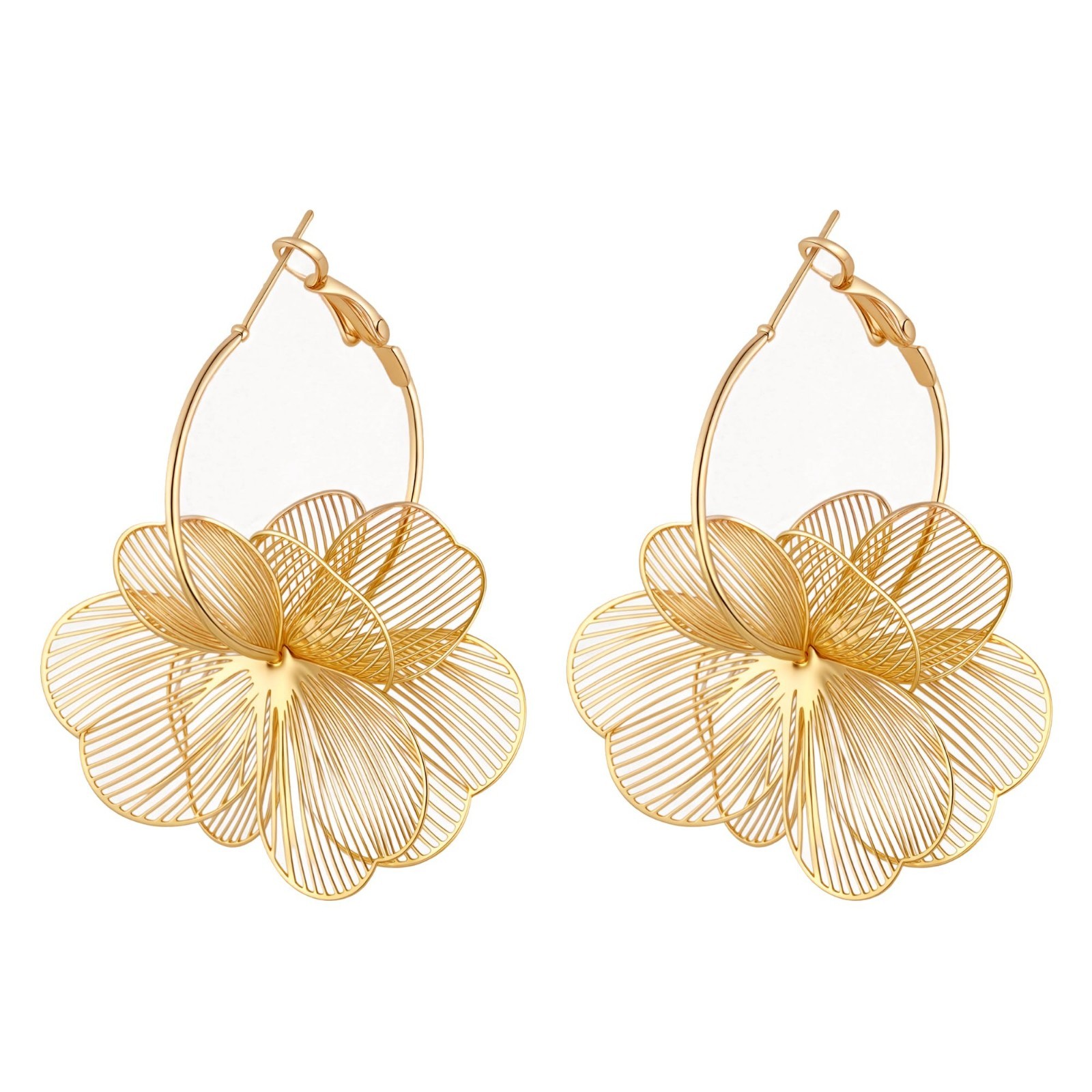 Trendy Floral Dangle Hoop Earrings for Women – Statement Drop Jewelry Accessory