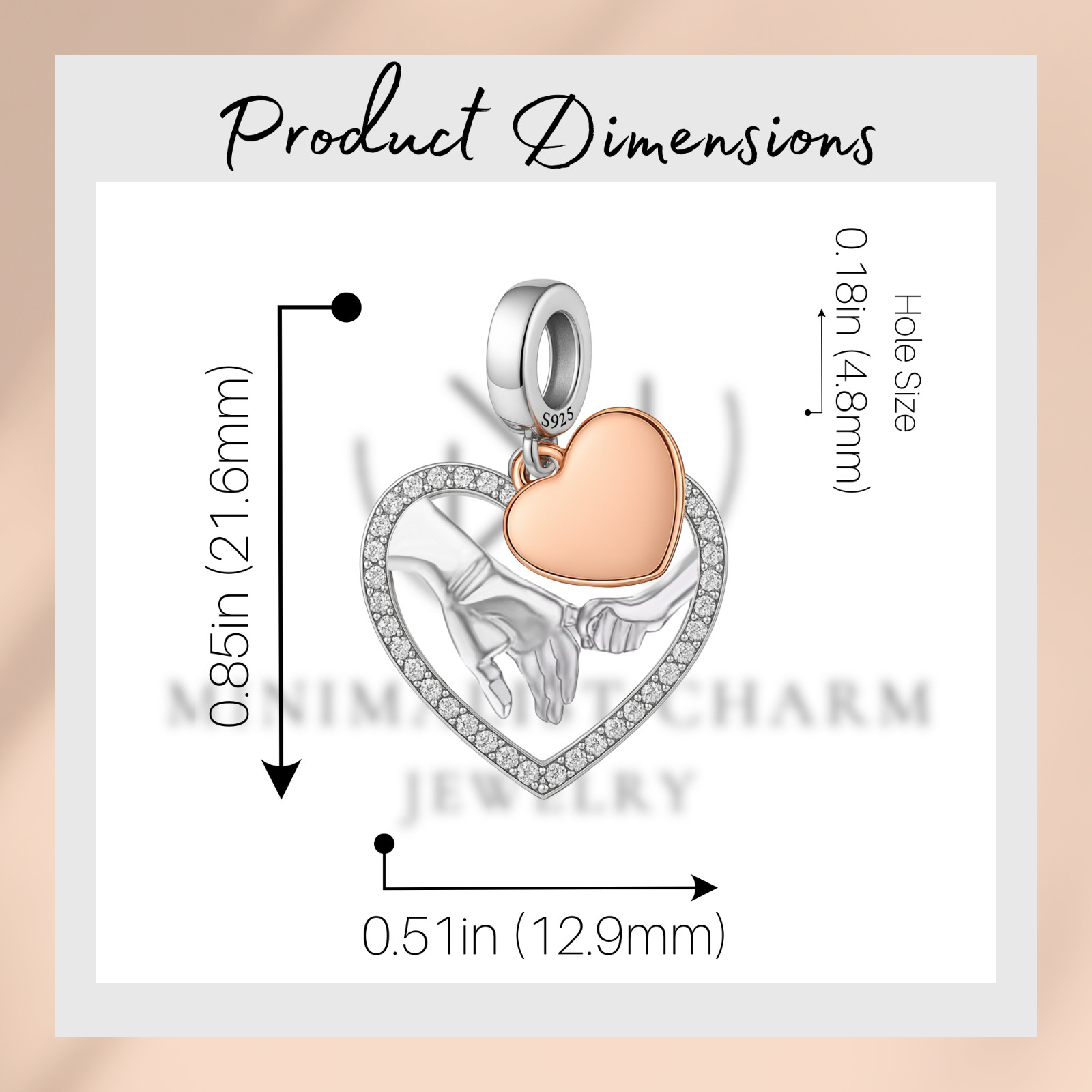 Holding Hands Charm For Bracelet, Dad Heart Charm, Parent Charm