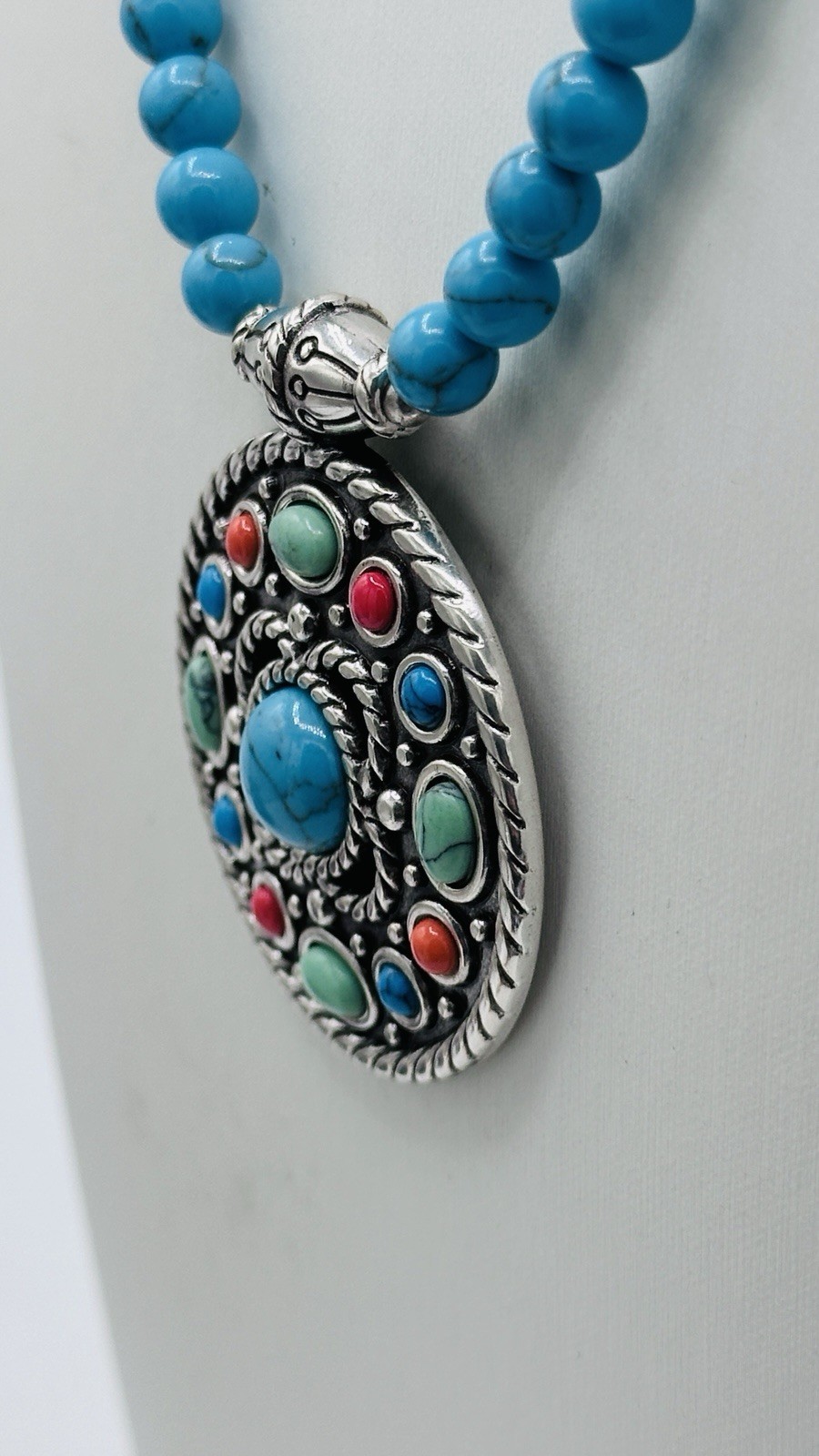 Brighton Loretto Mesa Turquoise Bead Medallion Necklace Colorful Pendant
