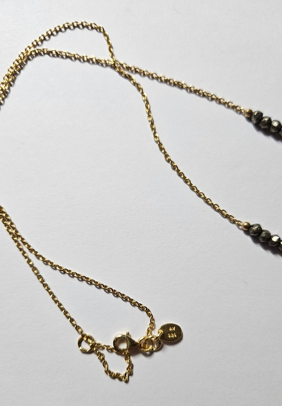 $148 Argento Vivo X6313 18kt Gold Plated & Pyrite Long Beaded Necklace