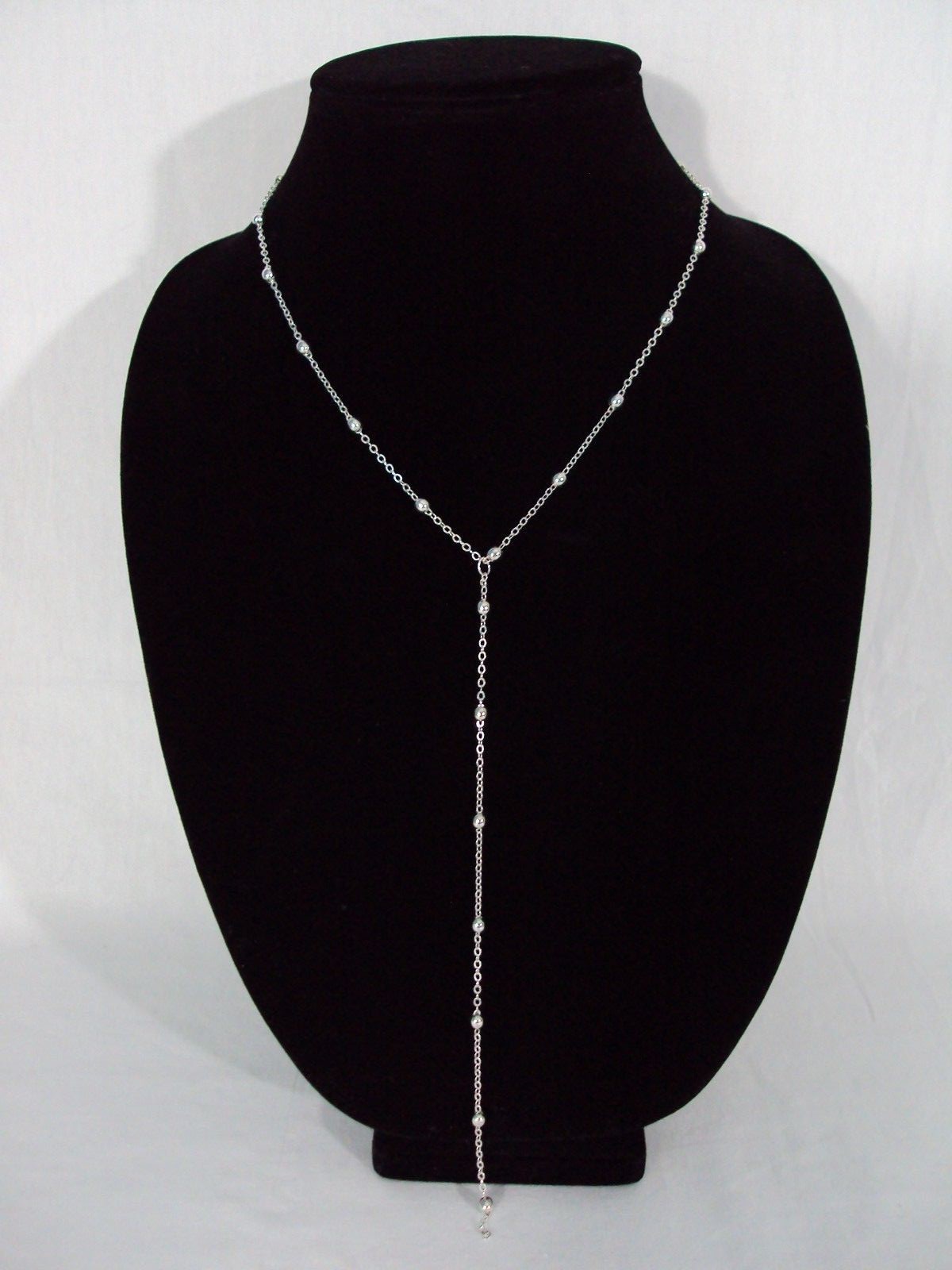Dainty Silver Gold Choker Lariat Necklace Bead Station Y Drop Chain Simple New