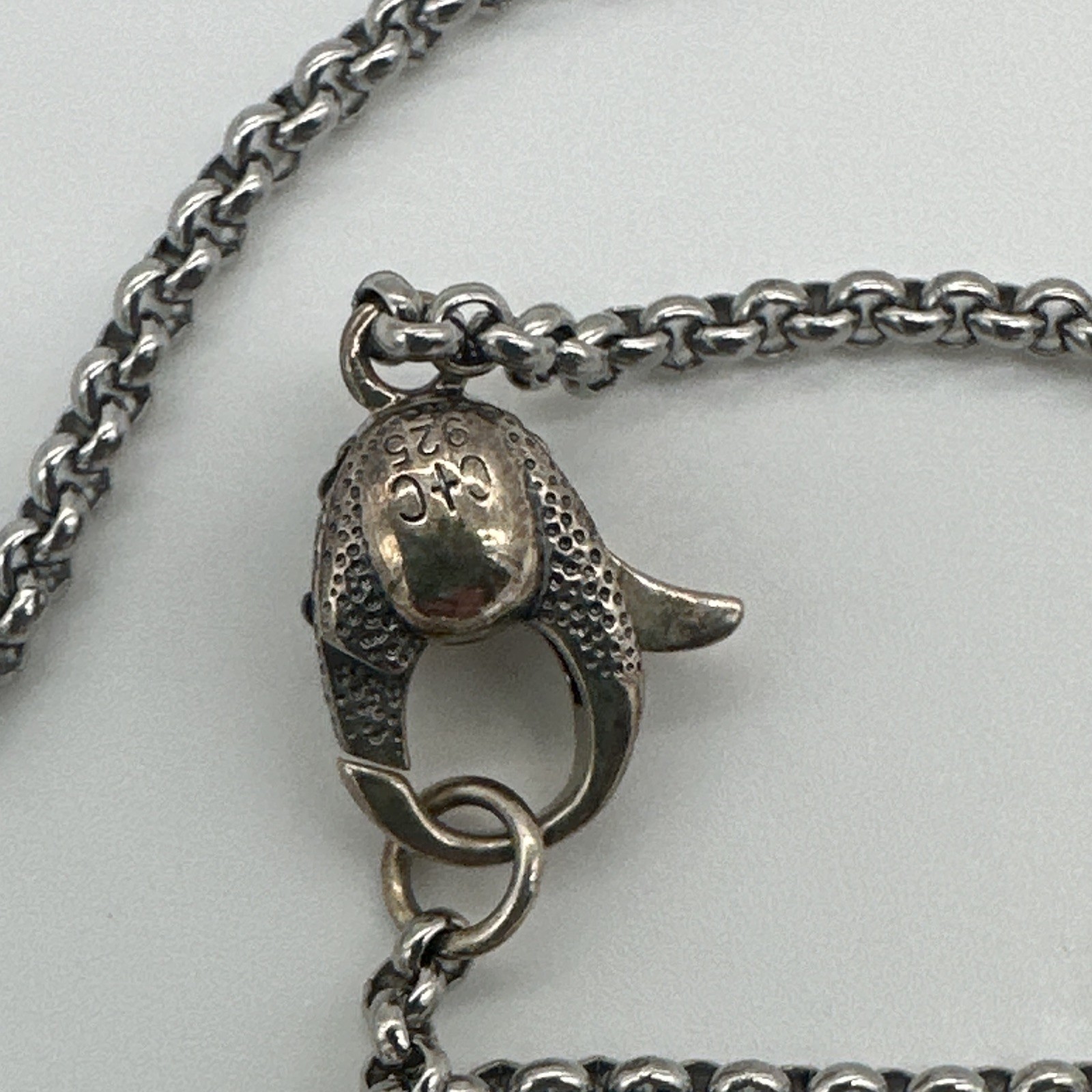 Clocks and Colours Rounded Solid Sterling Silver Skull Lobster Clasp Chain 26 in