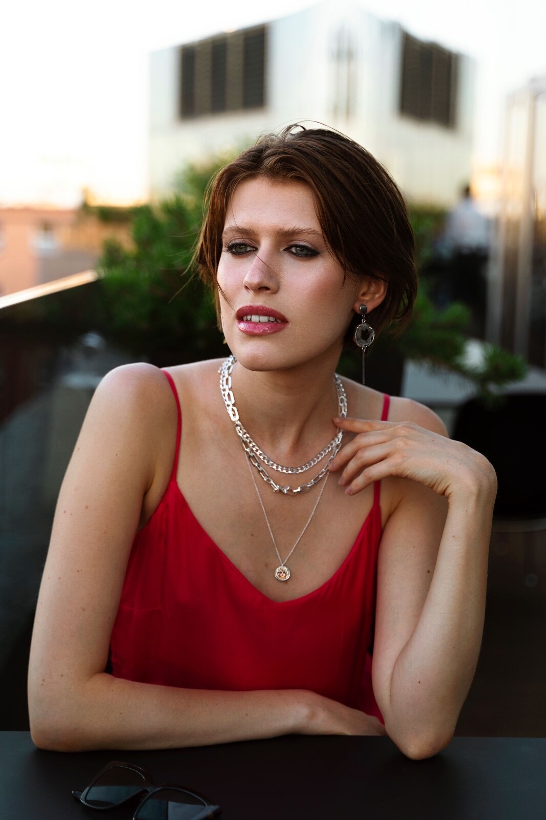 Taylor Swift necklace, stainless steel/glass, 50-55cm length, 14mm width