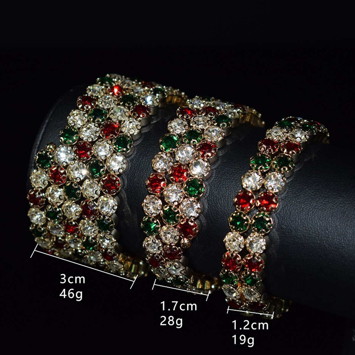 Multi Color 3 layer Crystal Cuff Fashion Jewelry Charm Stretch Bangle Bracelet