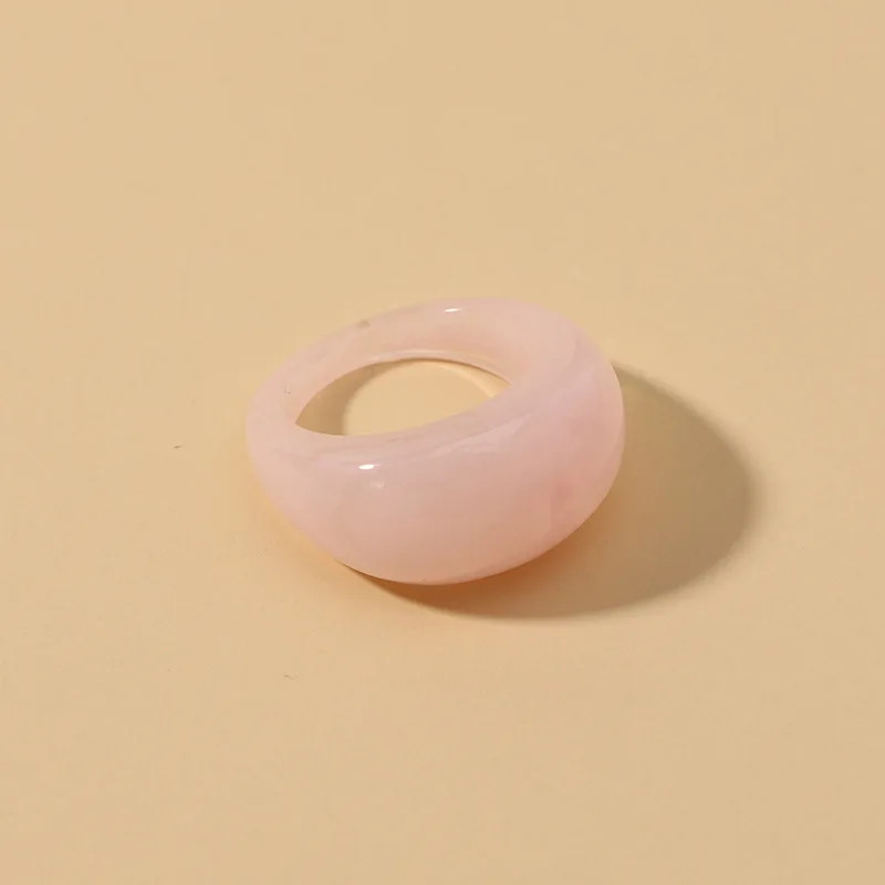 Transparent Acrylic Geometric Ring Round Resin Band Lightweight Jewelry