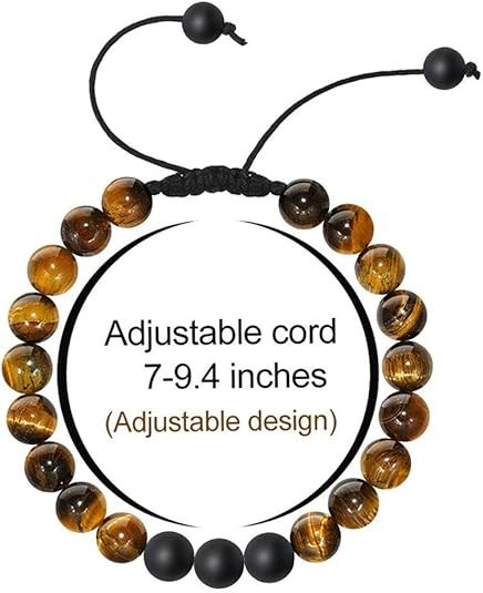2PCS Men Bracelet 8mm Tiger Eye Lava Rock Gem Stone Bead Bracelet Boyfriend US