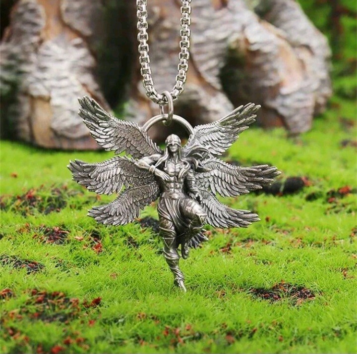 USA SELLER Mythical Seraph Warrior Patron Saint Pendant Necklace Fashion Silver