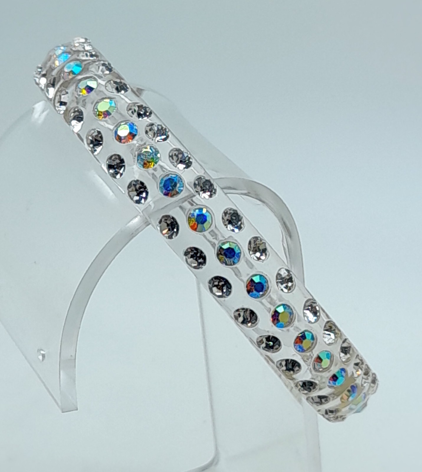 Transparent clear round Plastic clear & ab rhinestone fashion bangle bracelets