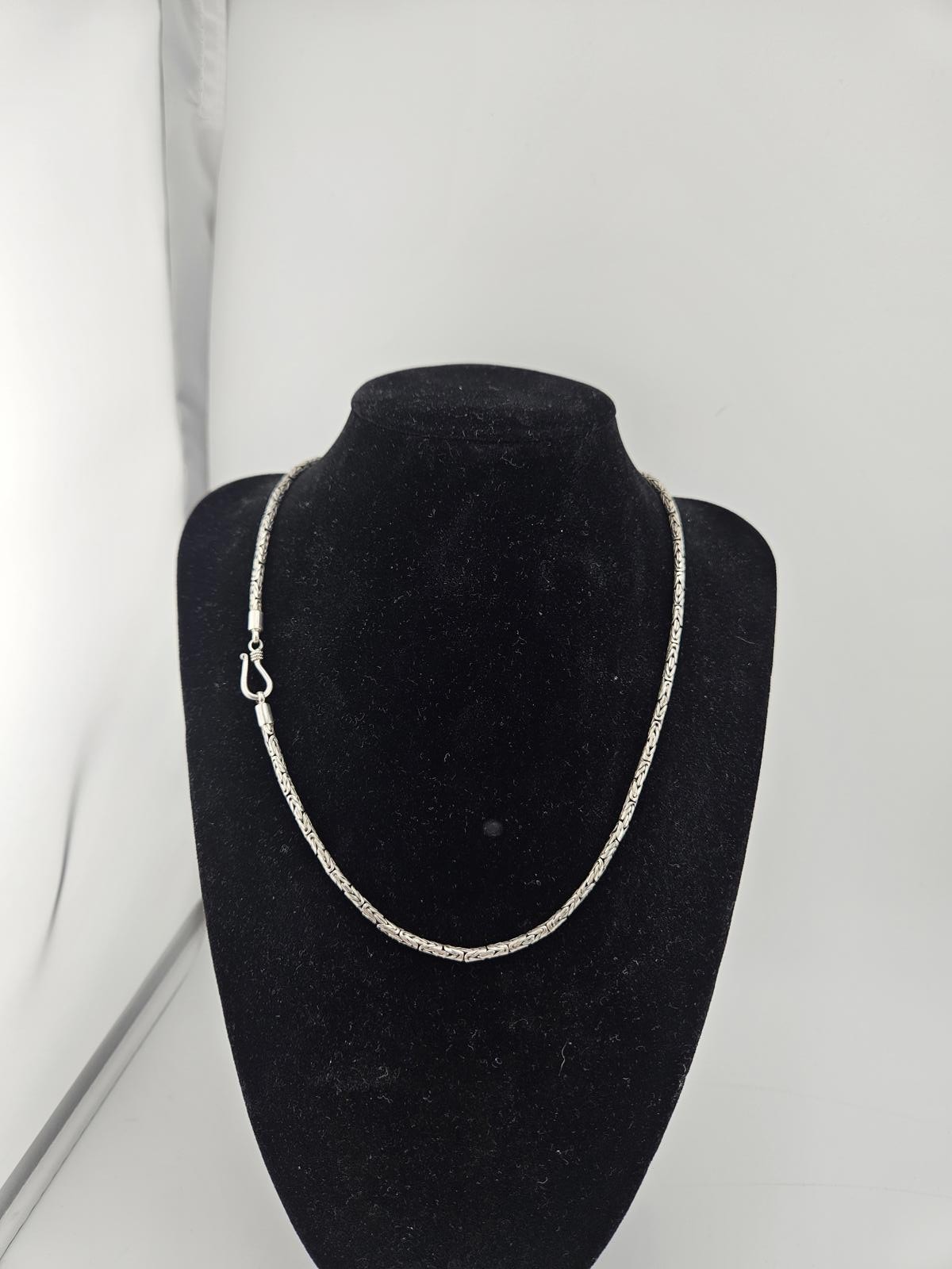 17.5in Sterling Silver Byzantine Bali Necklace Chain