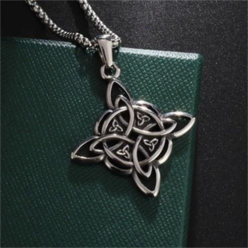 2Pcs New Silver Witch’s Irish Protection Triquetra Trinity Knot Pendant Necklace
