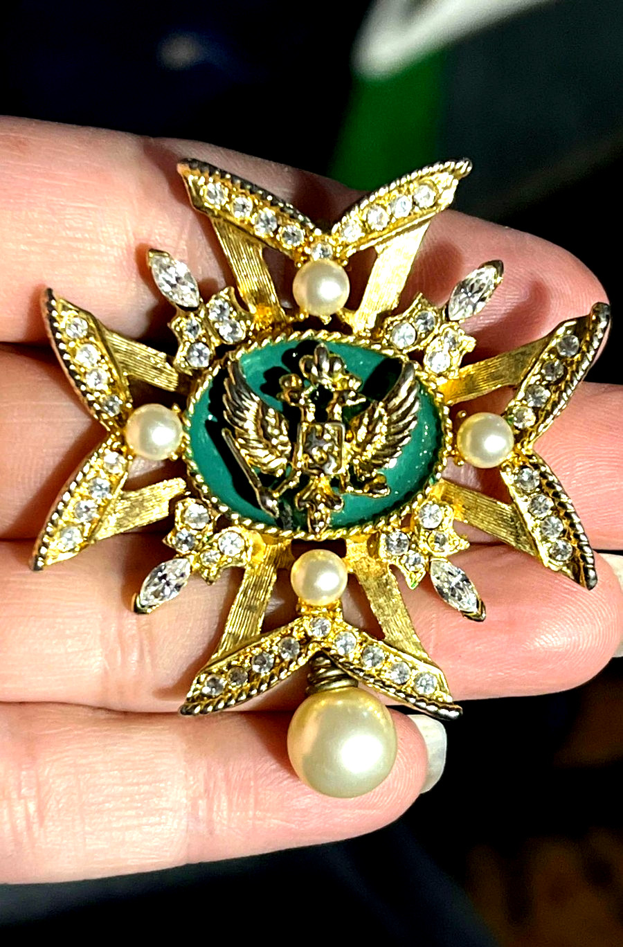 Rare “SIGNED” Russian Imperial Eagle Nicholas & Alexandra Volunteer Cross Brooch