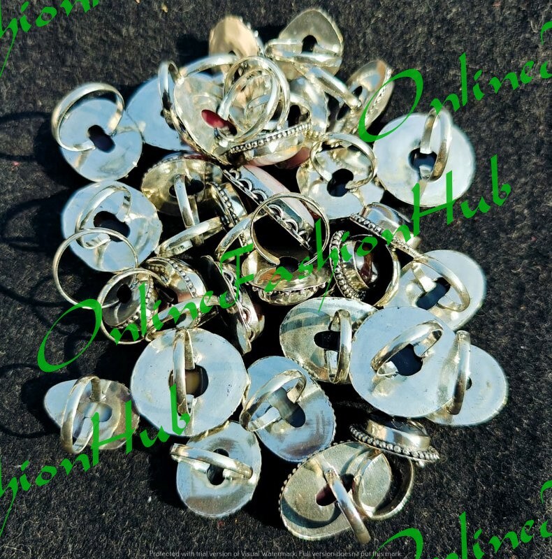 “Bulk Lot of Banded Agate Gemstone Rings – 925 Sterling Silver Plated Jewelry”