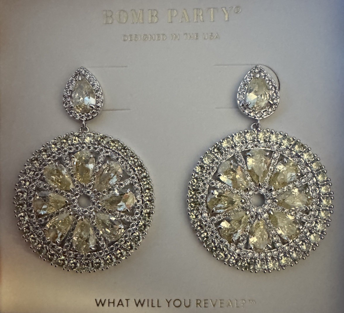 Market Fresh Bomb Party NEW In Box Beautiful Round Dangle Stunning Earrings!!!!