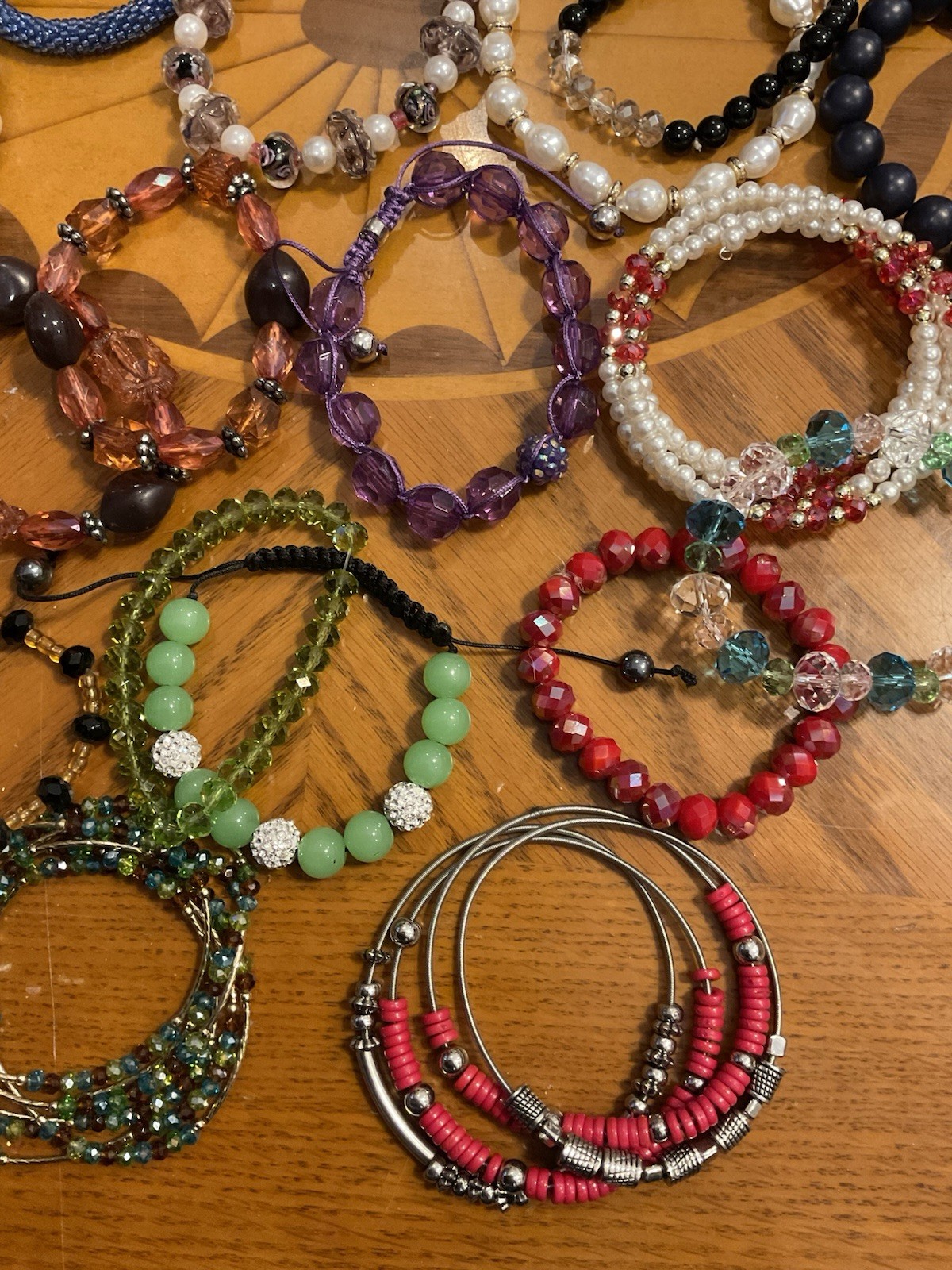 Lot of 38 Bracelets – Stretch Beaded, Wire Wrap, Multicolor, Mixed Materials