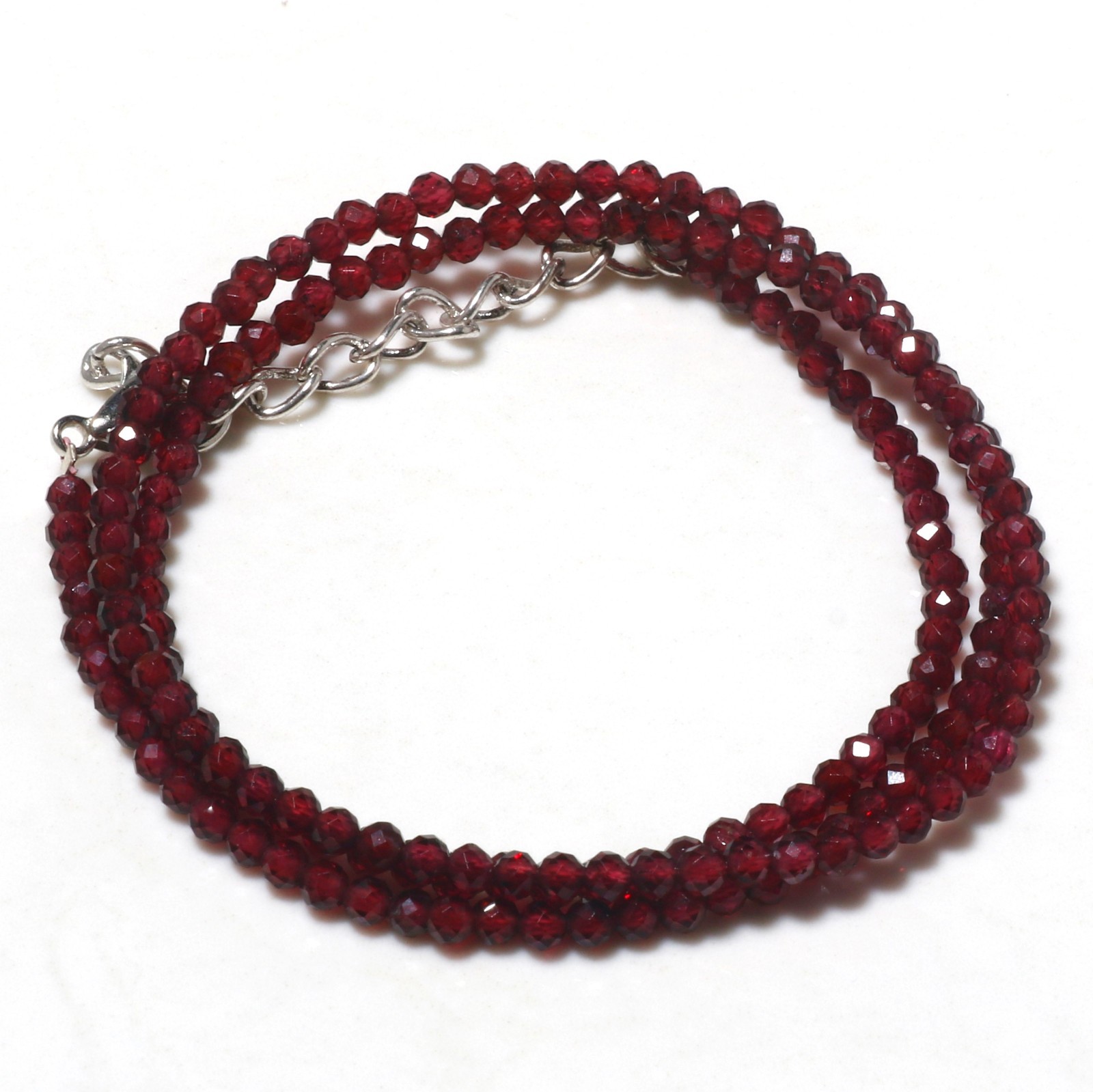 Handmade Faceted Gemstone Necklace Sterling Silver Adjustable Jewelry