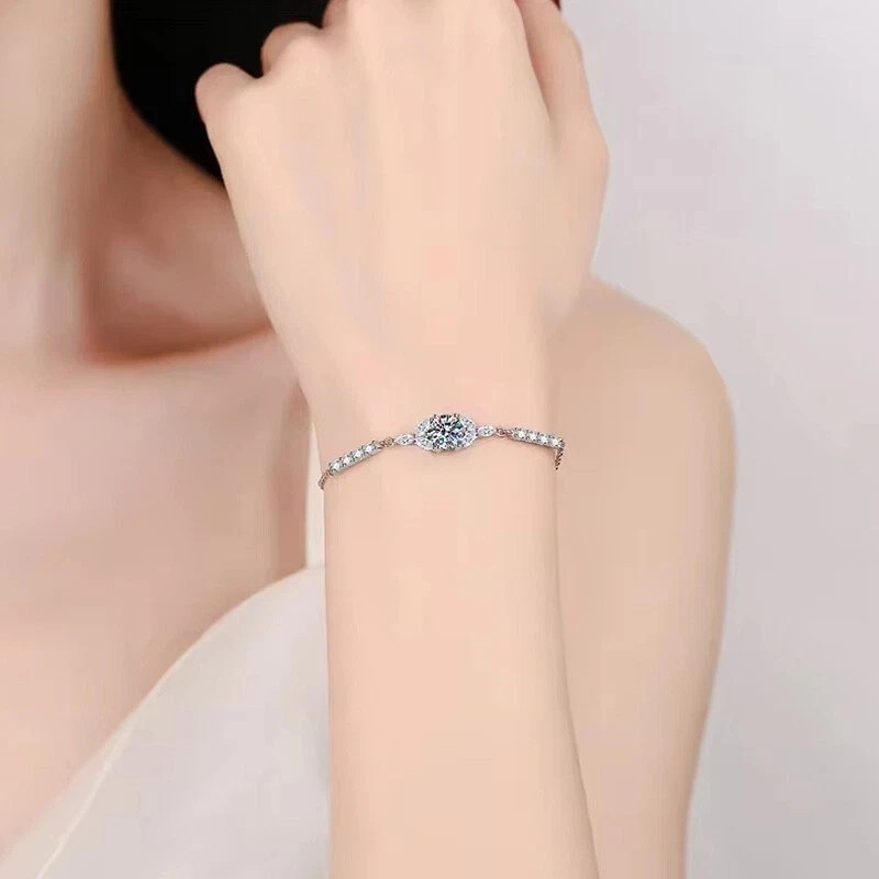 3 Ct Round Simulated Diamond 14k White Gold Plated Stunning Bolo Chain Bracelet