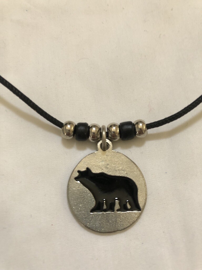 Made in USA Native American Hand Crafted Black Silver Necklace INVINCIBLE New
