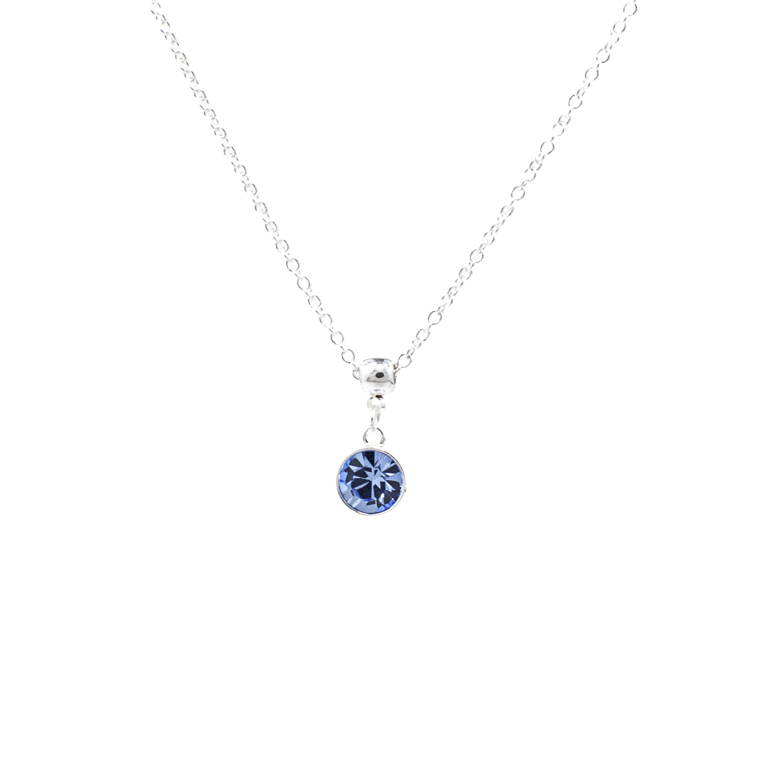 March Birthstone Aquamarine Necklace, Blue Bohemian Crystal, Silver Adjustable
