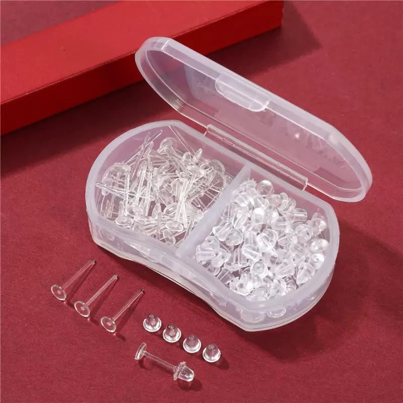 Clear Earrings,3Mm Clear Earrings for Sports,100Pcs Plastic Earring for Sensitiv
